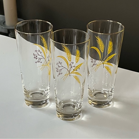 VTG 1950s Autumn Gold by Homer Laughlin for Century Service highball glasses s/3 - Picture 5 of 9